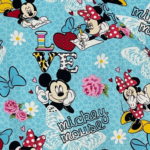 Disney Women's Scrubs Top Mickey & Minnie Call Me Mickey Blue Sz XS - Picture 2 of 12